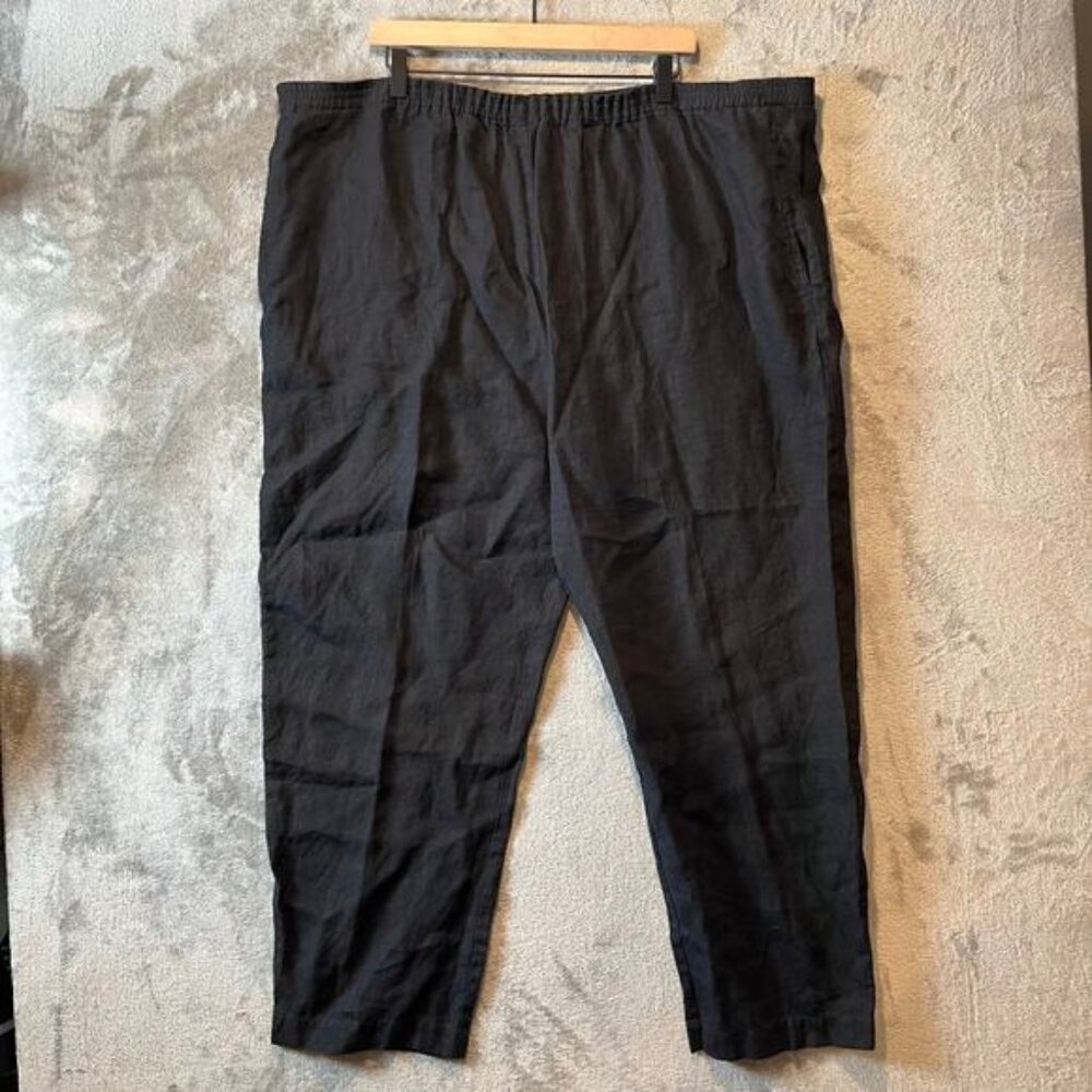 Eskandar Black 100% Linen‎ Pull On Pants Size 3X Lagenlook Minimalist